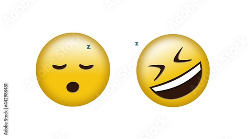 Wallpaper Mural Animation of sleeping and tears of joy emoji icons over white background Torontodigital.ca