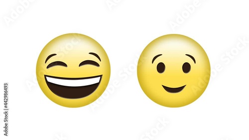 Wallpaper Mural Animation of laughing and winking emoji icons over white background Torontodigital.ca