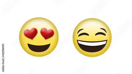 Wallpaper Mural Animation of loving and laughing emoji icons over white background Torontodigital.ca