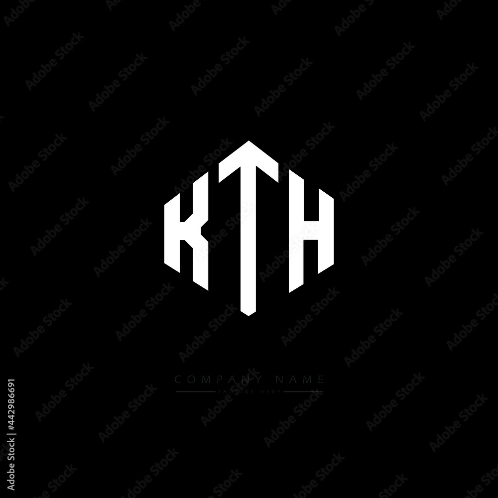 KTH letter logo design with polygon shape. KTH polygon logo monogram. KTH cube logo design. KTH hexagon vector logo template white and black colors. KTH monogram, KTH business and real estate logo. 