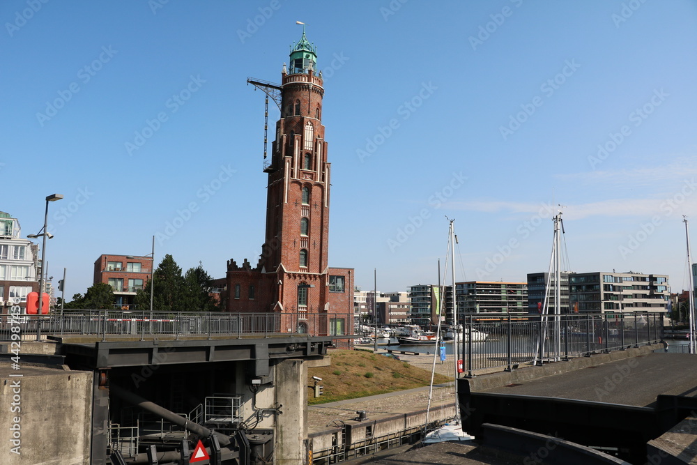 View to Bremerhaven lighthouse, Germany