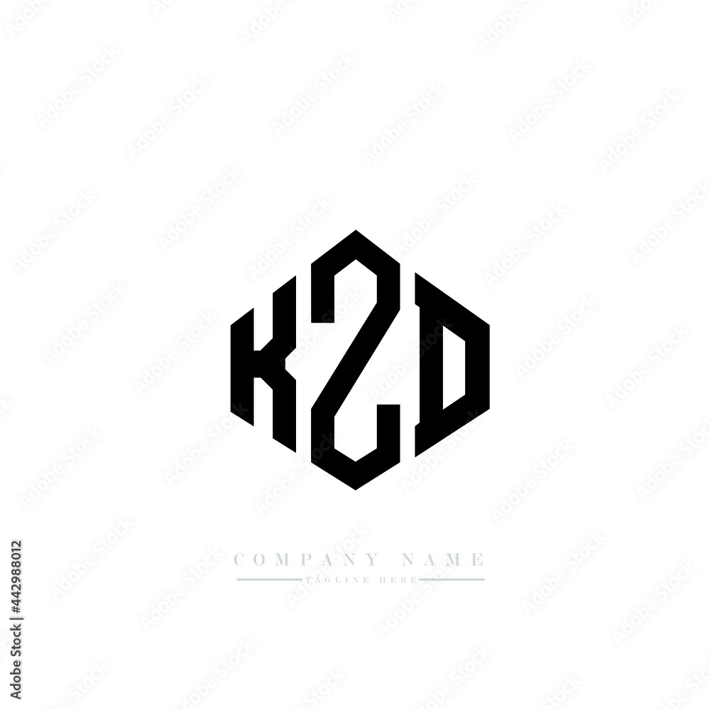 KZD letter logo design with polygon shape. KZD polygon logo monogram. KZD cube logo design. KZD hexagon vector logo template white and black colors. KZD monogram, KZD business and real estate logo. 