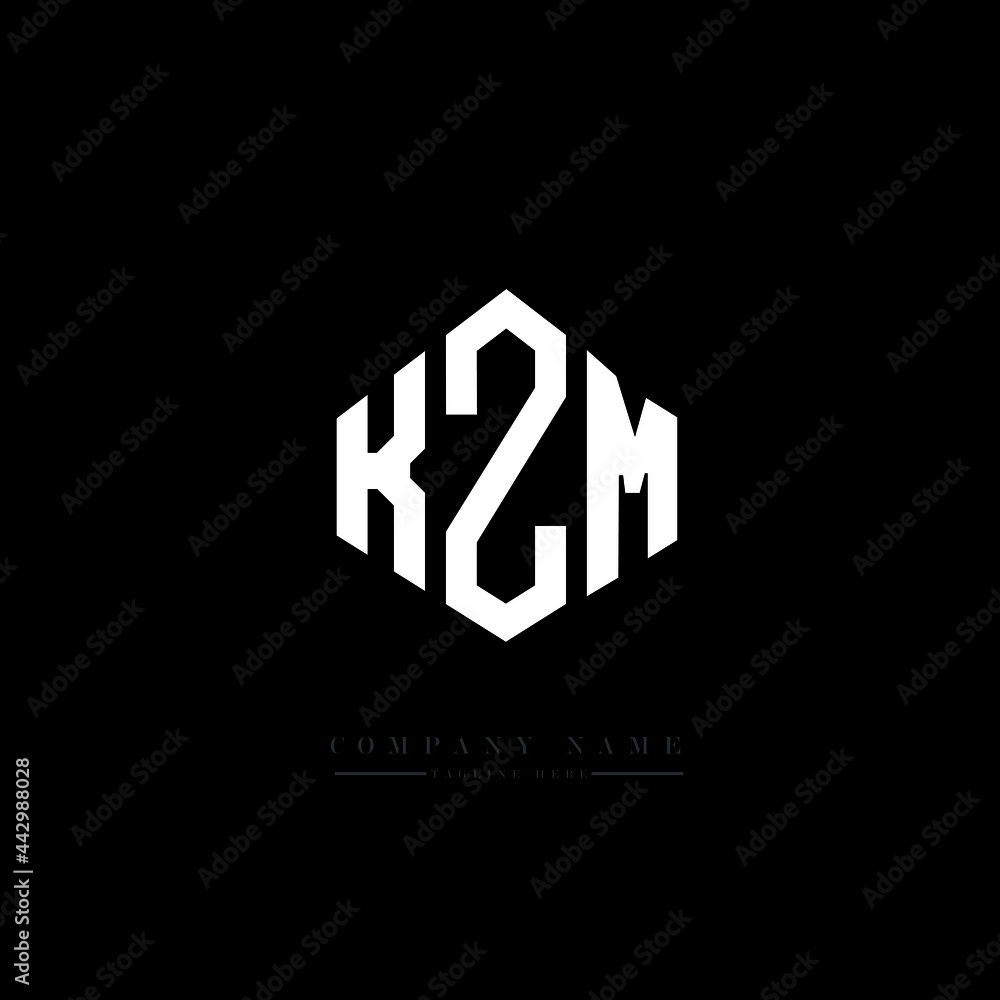 KZM letter logo design with polygon shape. KZM polygon logo monogram. KZM cube logo design. KZM hexagon vector logo template white and black colors. KZM monogram, KZM business and real estate logo. 