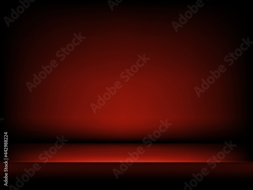 Studio Red background in abstract style. Dark red abstract gradient background with soft shadow