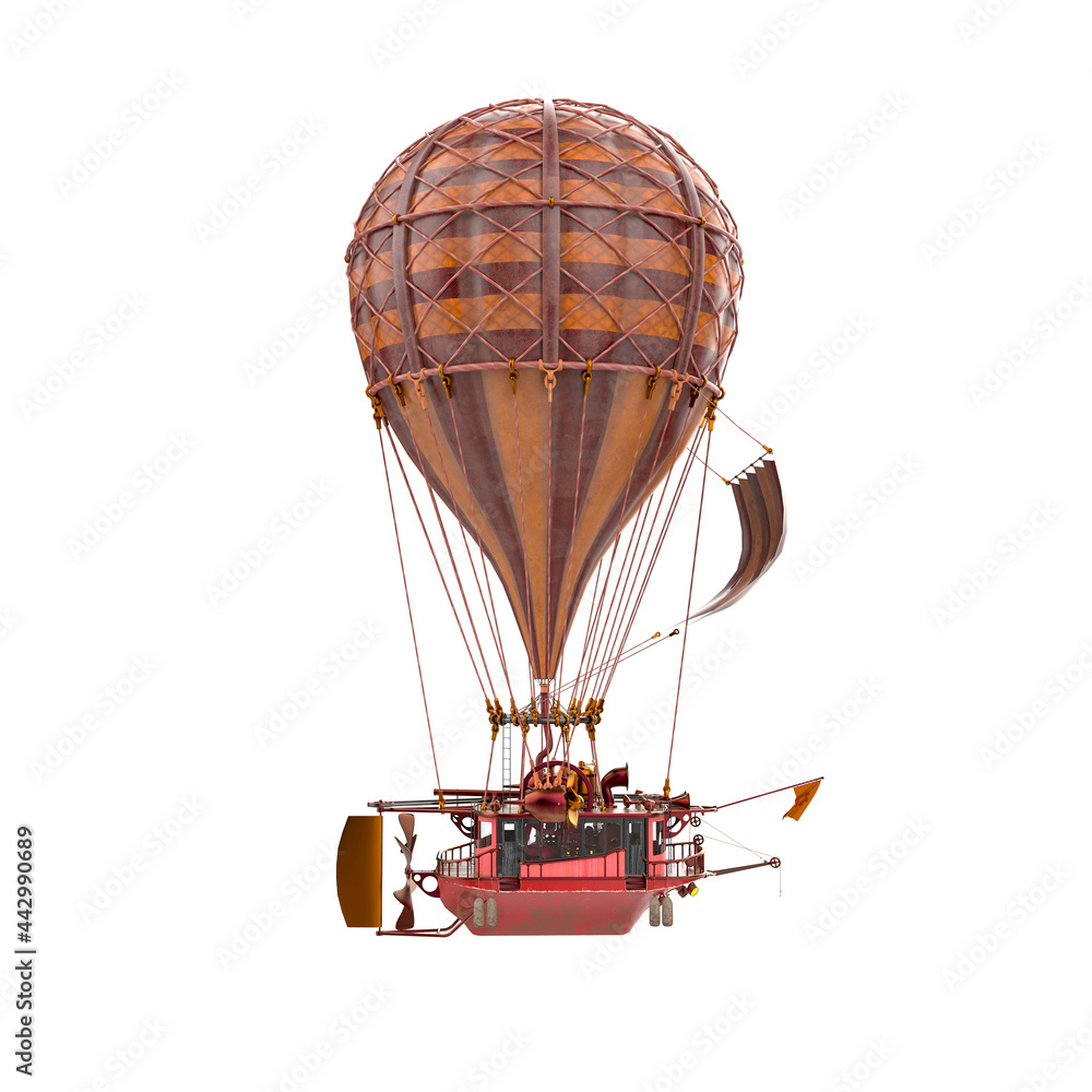 vintage air balloon in white background side view