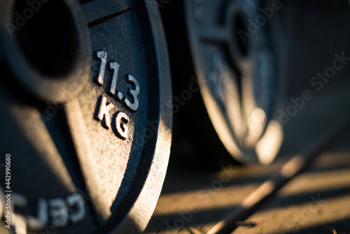 Closeup lifting weights