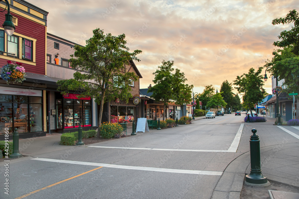Empty street of a provincial town on a pre-sunset summer evening