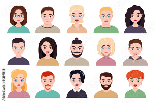 vector collection of male and female avatars.