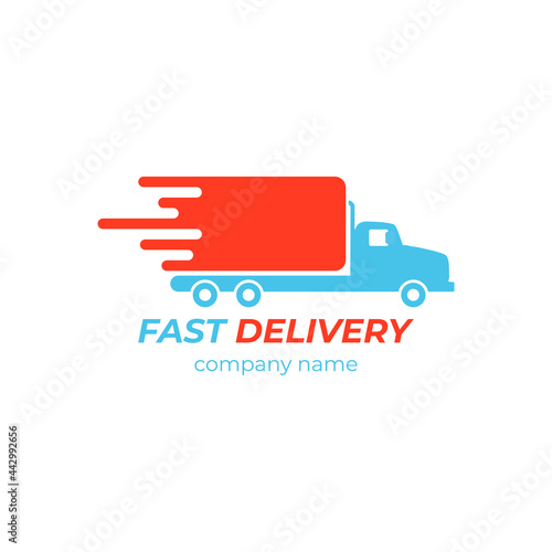 Fast Delivery logo in flat style. Transport company logo on white background