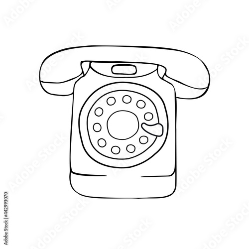 Vector hand drawn doodle sketch retro phone isolated on white background