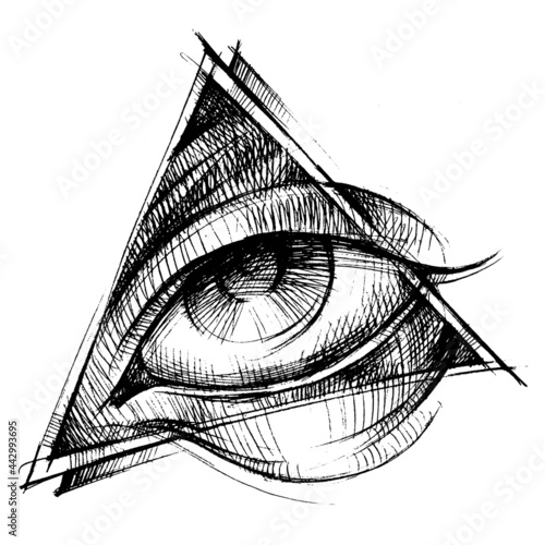 All-seeing eye. Human eye in a triangle. Masonic symbol