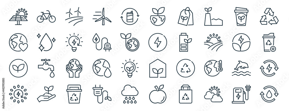 linear pack of eco line icons. linear vector icons set such as eco, eco, vector illustration. - obrazy, fototapety, plakaty 