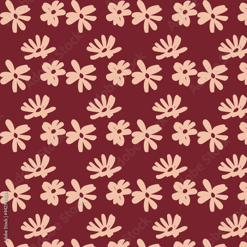 Vector floral pattern in beige-red colors. Minimalism  retro  vintage  East