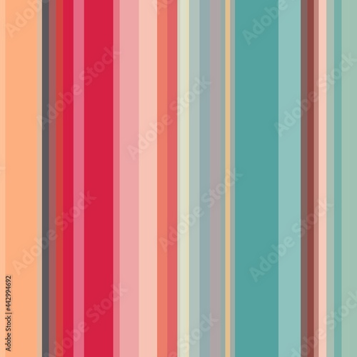 Seamless pattern with vertical stripes in crimson, turquoise and other colors.