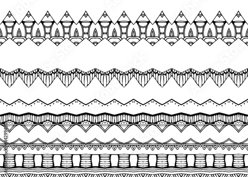 Black and white seamless border. Vector ornamental pattern.