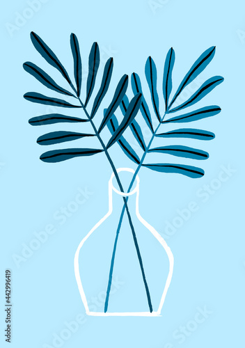 Glass Vase with Leaves