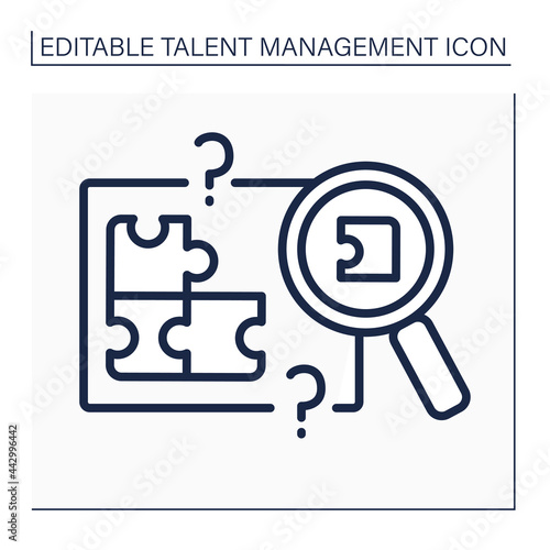 Skill gap analysis line icon. Research lacks skills and knowledge. Talent management concept. Isolated vector illustration. Editable stroke
