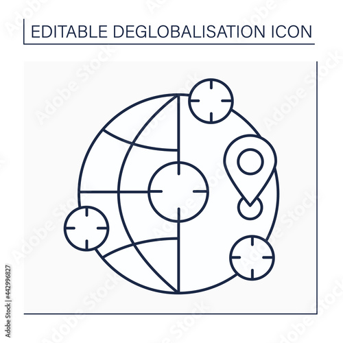 Subsidiarity line icon. Solving social or economic issues locally. Deglobalisation concept. Isolated vector illustration. Editable stroke