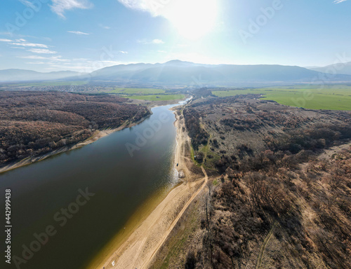 Aerial panorama of The Forty Springs Reservoir, Bulgaria