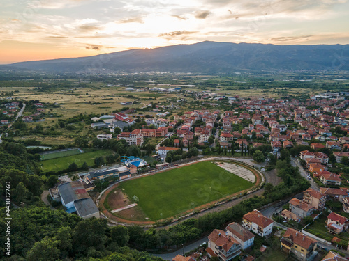 Aerial Sunset view of town of Petrich  Bulgaria