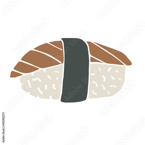 Vector colored hand drawn doodle sketch sushi roll isolated on white background