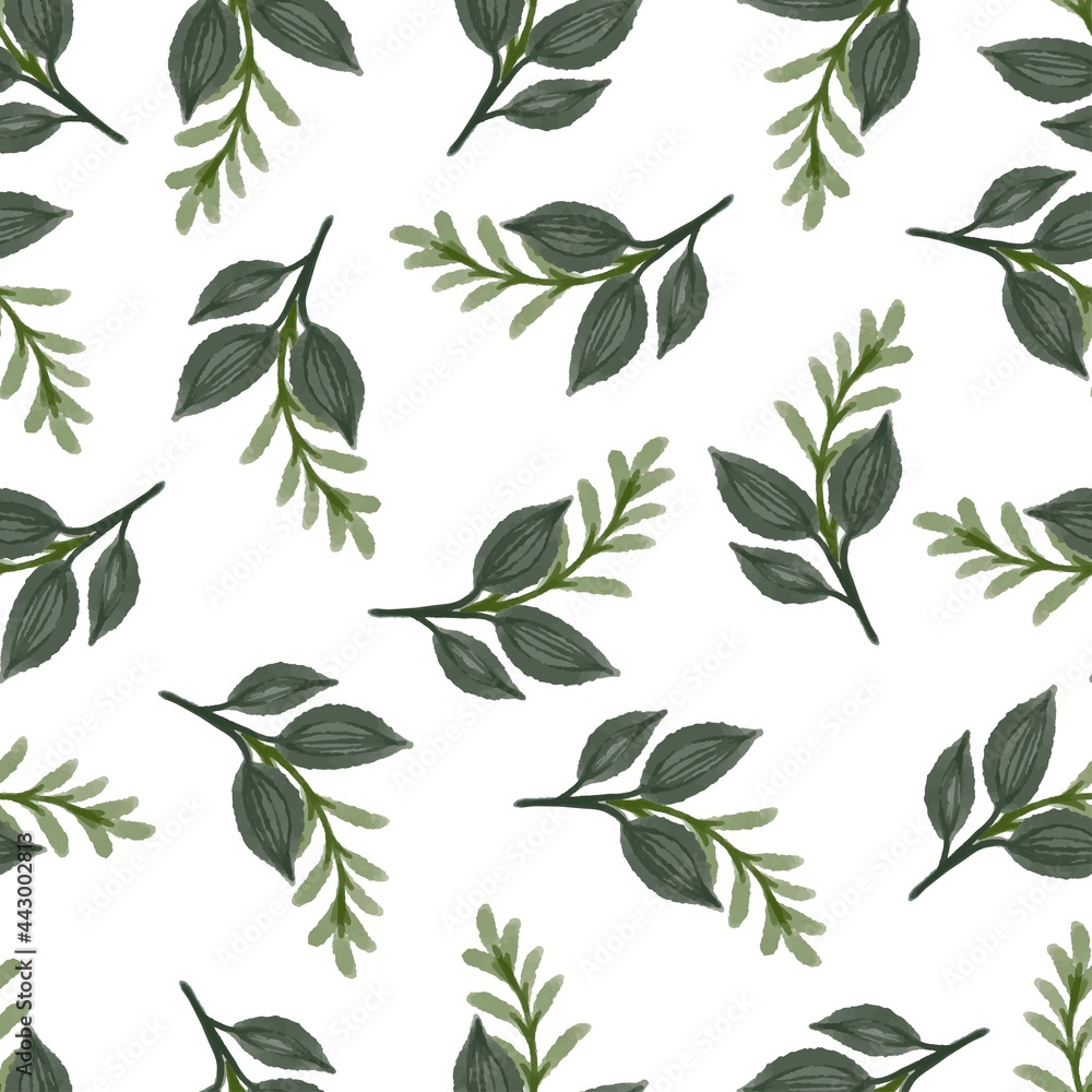 seamless pattern of green leaves for fabric and background design