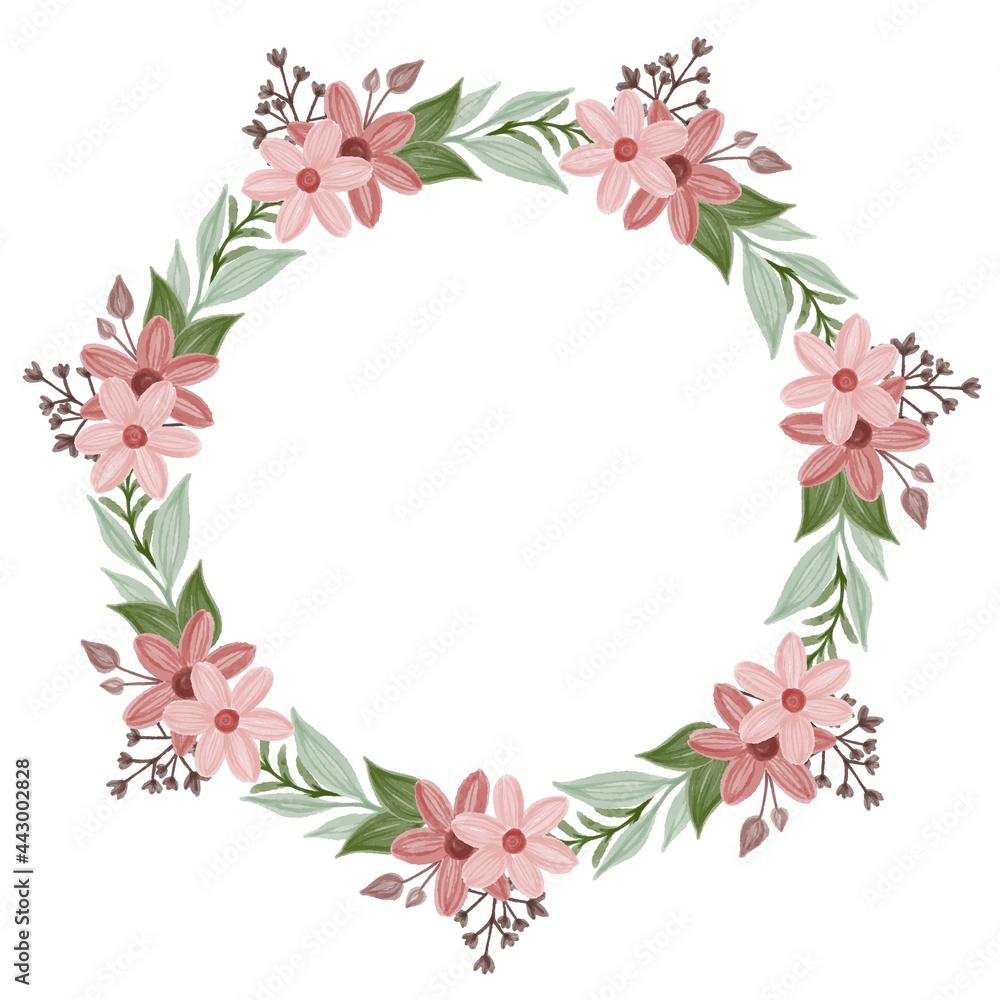 circle frame with red and pink flower border