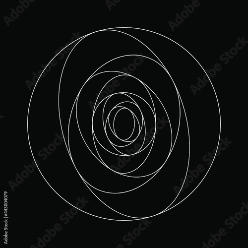 White abstract lines in circle form. Vector illustration. Trendy design element for frame, logo, blackout tattoo, sign, banners, web, prints, posters, template, pattern and abstract background