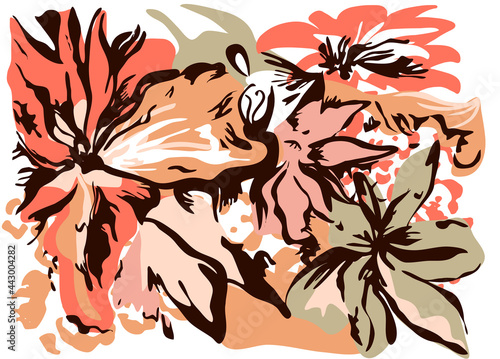 Drawing floral abstract and minimalist perfect for textiles