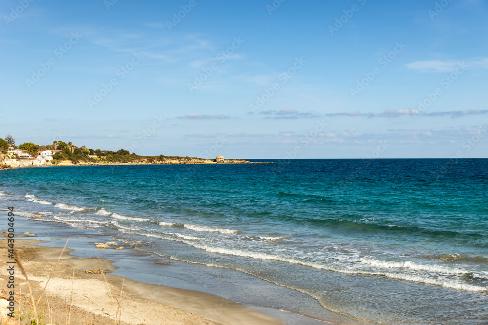 Beautiful Sceneries of Fanusa Beach (Spiaggia di Fanusa) in Syracuse, Sicily, Italy.