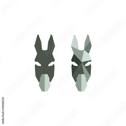 colorful geometric Donkey or Horse head icon logo designs.
