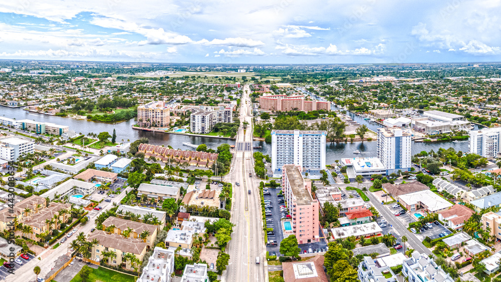 street and bridge in city of Pompano Beach, Florida
