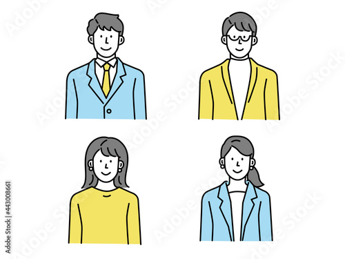 ビジネスマンのアイコンイラスト(サラリーマン、キャリアウーマン、女性、男性、コミュニケーション) Businessman icon illustration.salaryman, career woman, woman, man, communication