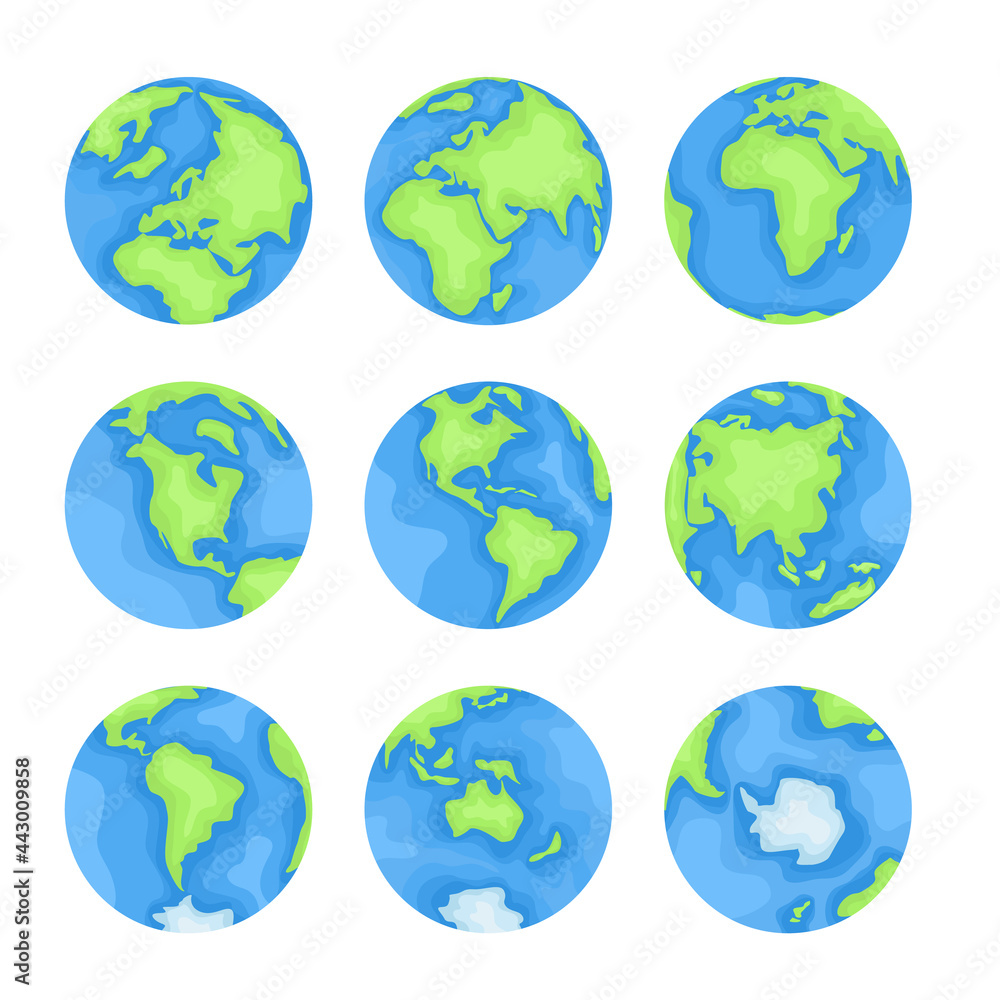 Earth globe vector illustration set Earth globe vector illustration set