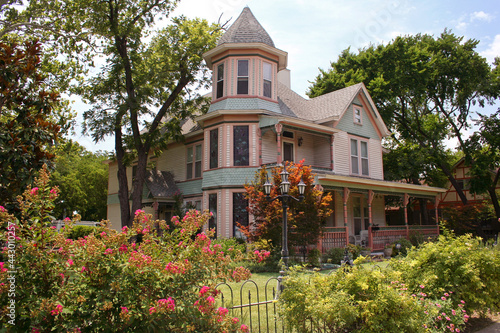 Victorian House with fence and plants, Waxahachie TX