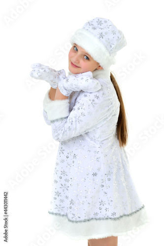 Cute girl dressed as Snow Maiden