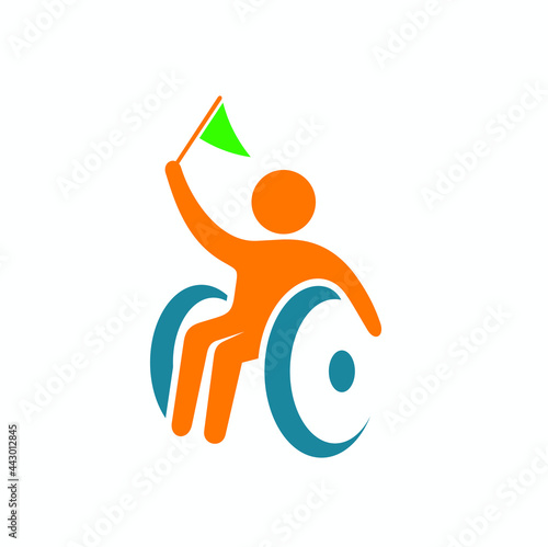 illustration of an optimistic disabled person in his wheelchair.