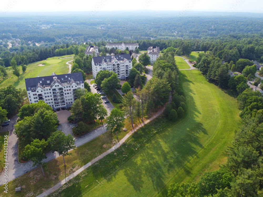 aerial view of apartment buildings on the hill