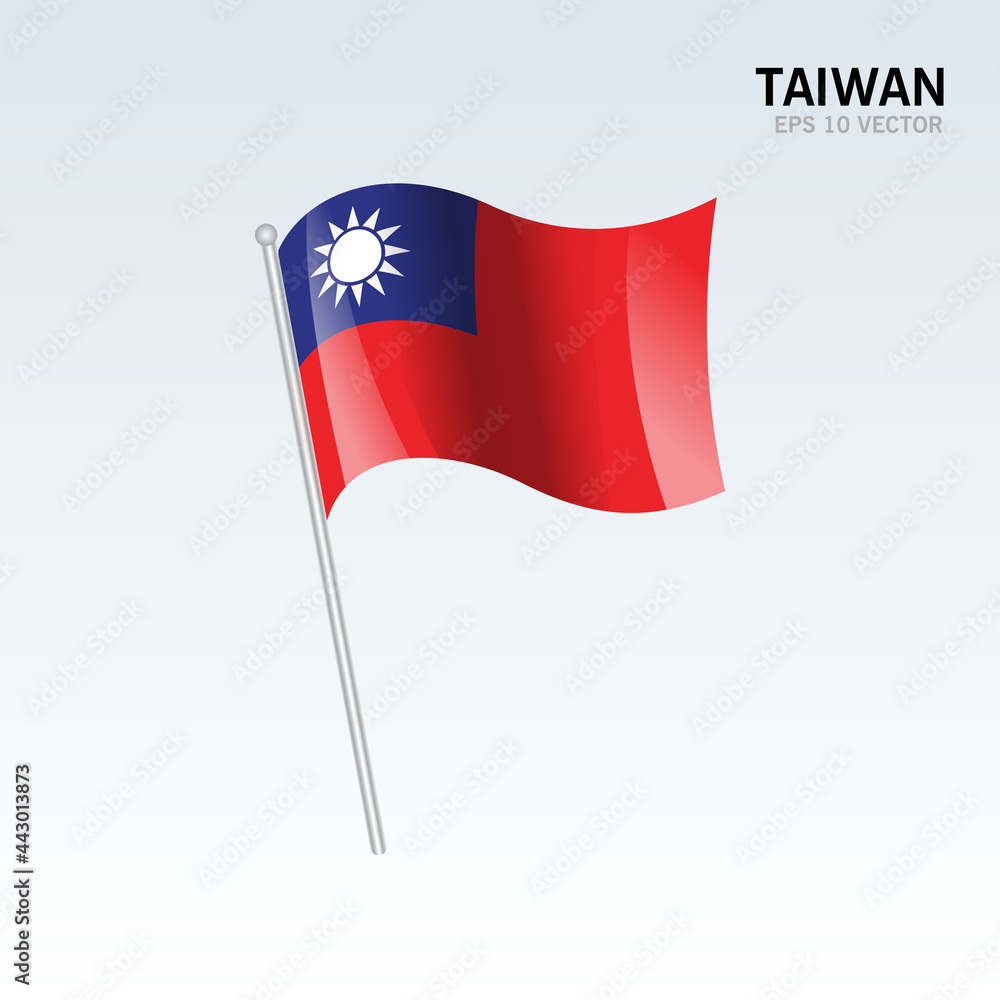 Taiwan waving flag isolated on gray background Taiwan waving flag isolated on gray background