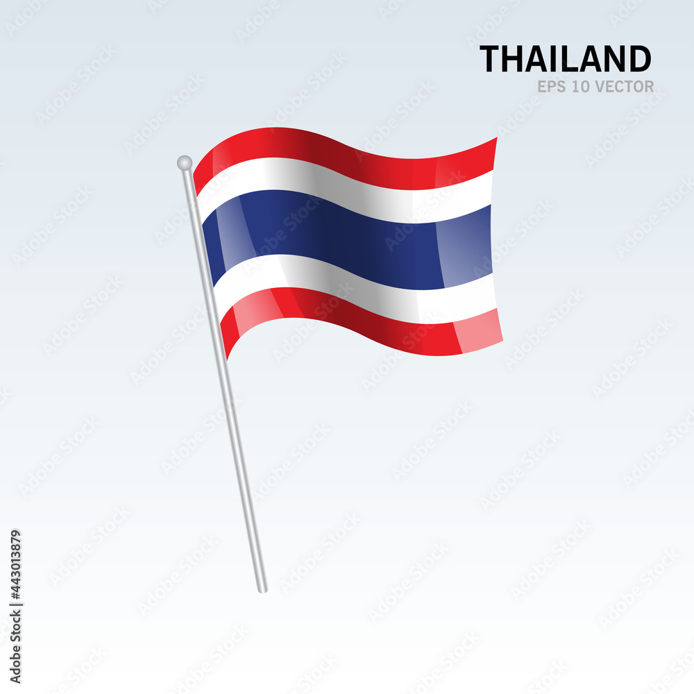 Thailand waving flag isolated on gray background