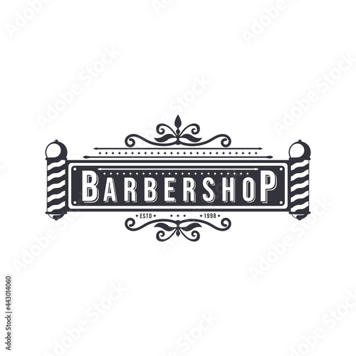Vector Barber shop vintage logo with gentleman face isolated on a white background