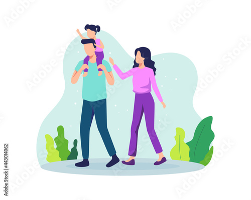 Family walking together in the park
