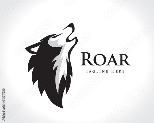simple head wolf Howling black white drawing art logo design template illustration