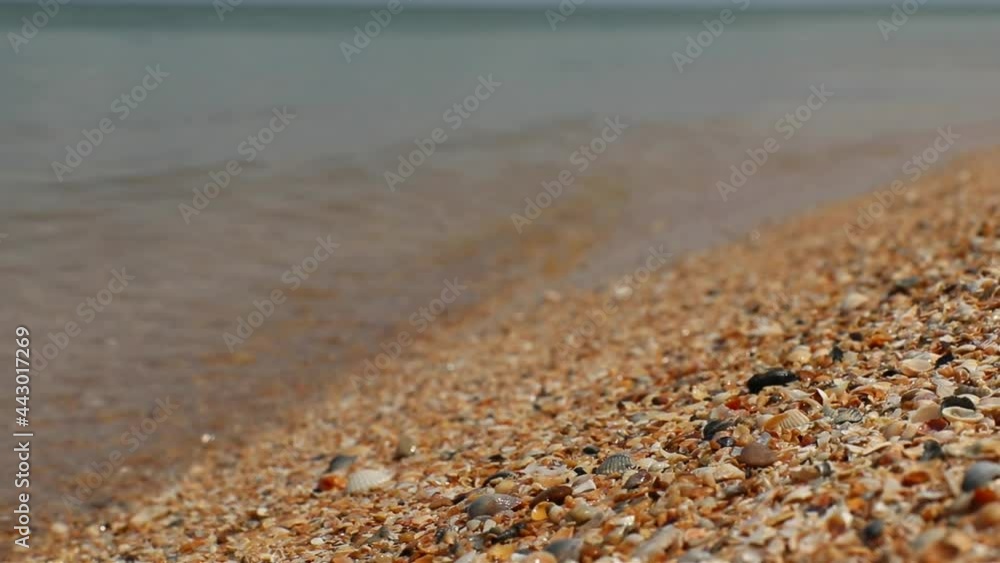 Quiet waves roll over the sand of the beach and slowly fade away. Quiet waves roll over the sand of the beach and slowly fade away.
