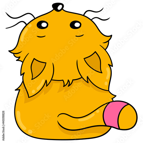 Weasel is greedy from behind with its head up, doodle icon image kawaii
