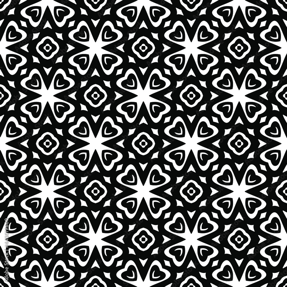 floral seamless pattern background.Geometric ornament for wallpapers and backgrounds. Black and white 

pattern. 
