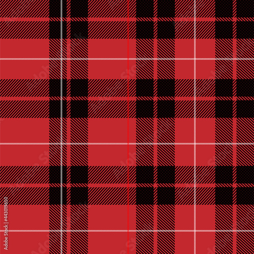 Red and black scotish Tartan plaid seamless pattern and Modern black white line fabric texture red background, Scottish cage with vector and illustration design.eps photo