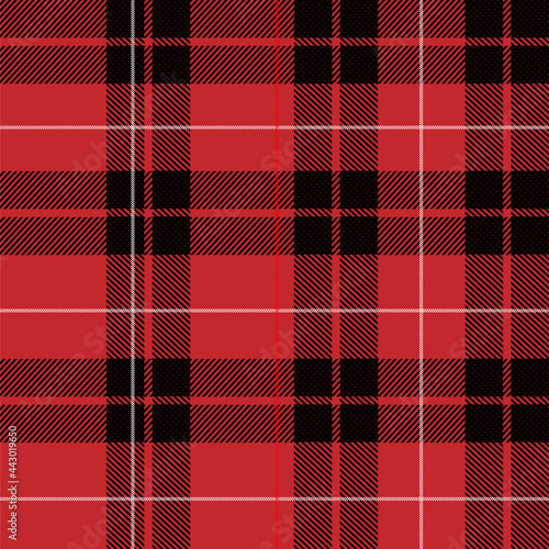 Red and black scotish Tartan plaid seamless pattern and Modern black white line fabric texture red background, Scottish cage with vector and illustration design.eps