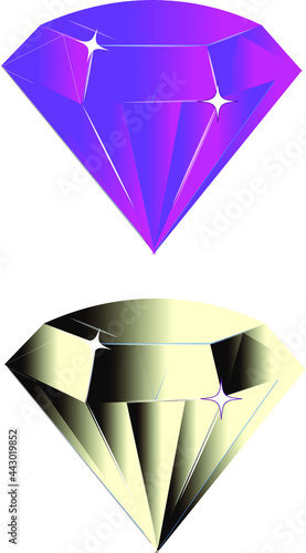 Diamons 2 color: blue, and black. Isolated vector symbol, Vector icon logo design diamonds.
