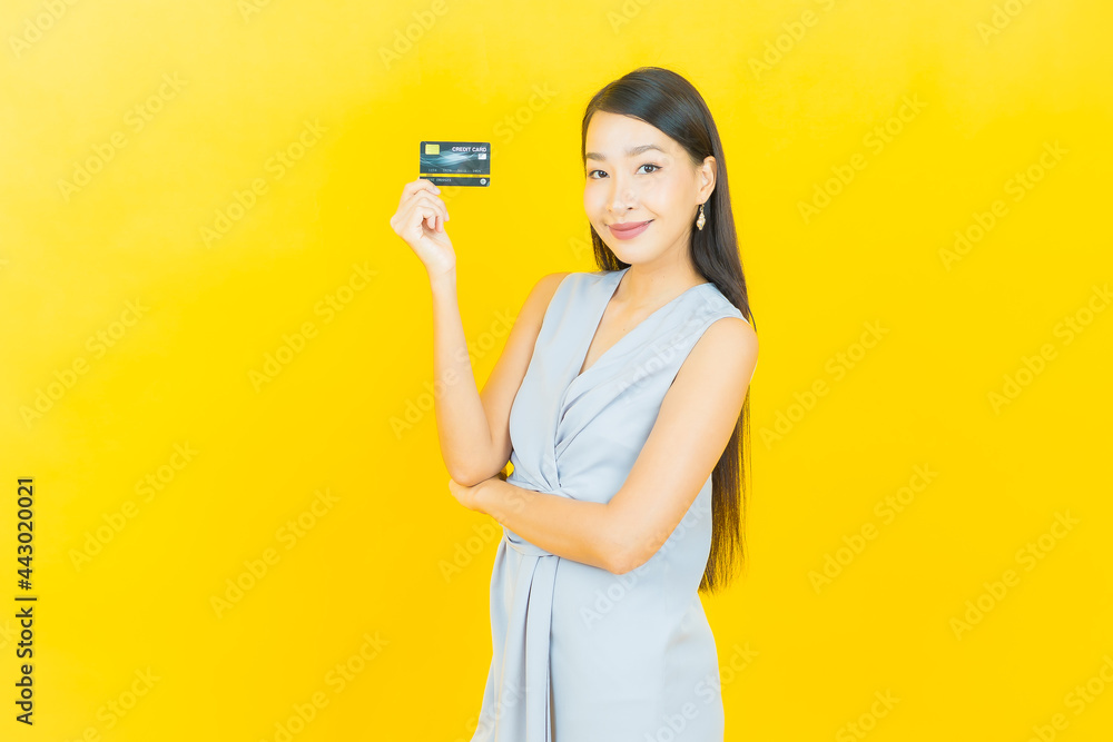 Portrait beautiful young asian woman smile with credit card Portrait beautiful young asian woman smile with credit card
